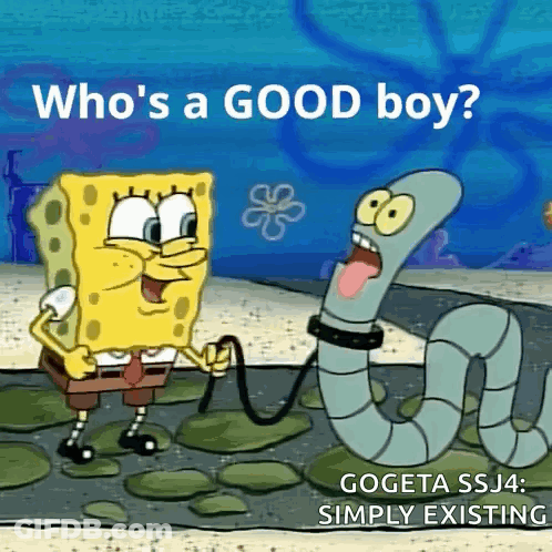 SpongeBob And Worm Who's A Good Boy GIF