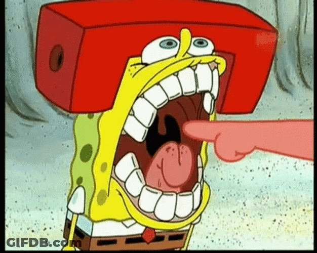 SpongeBob Bites Patrick's Finger GIF