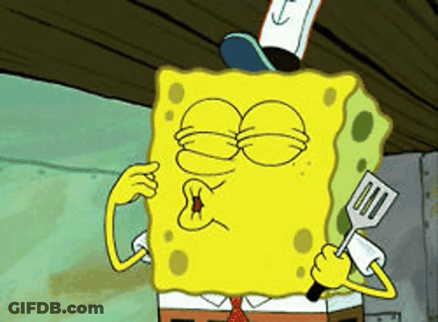 Spongebob Blowing Kisses Holding Spatula GIF