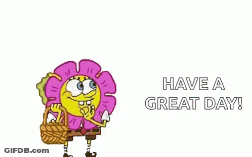 SpongeBob Blowing Petals From Pink Flower Holding Basket And Key GIF