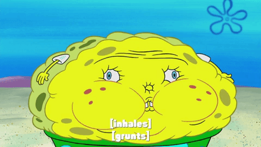 Spongebob Breathing Bloated With Water GIF