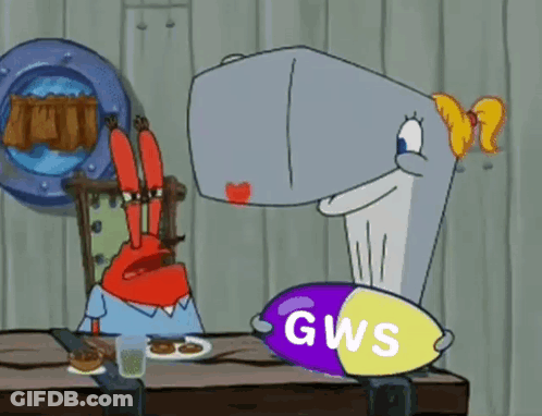 SpongeBob Character Sitting At Table With GWS Object GIF