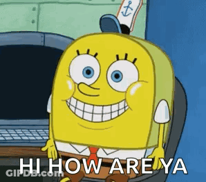 SpongeBob Character Smiling At Computer GIF