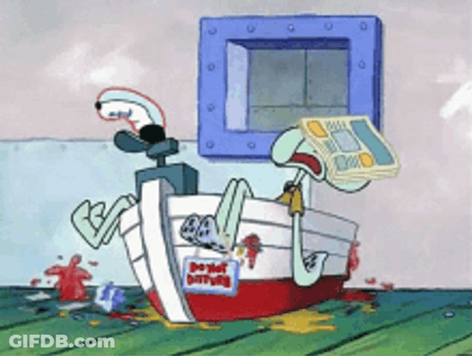Spongebob Character Tired Squidward Counter Sleeping Snoring GIF