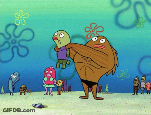 SpongeBob Characters Standing On Beach GIF