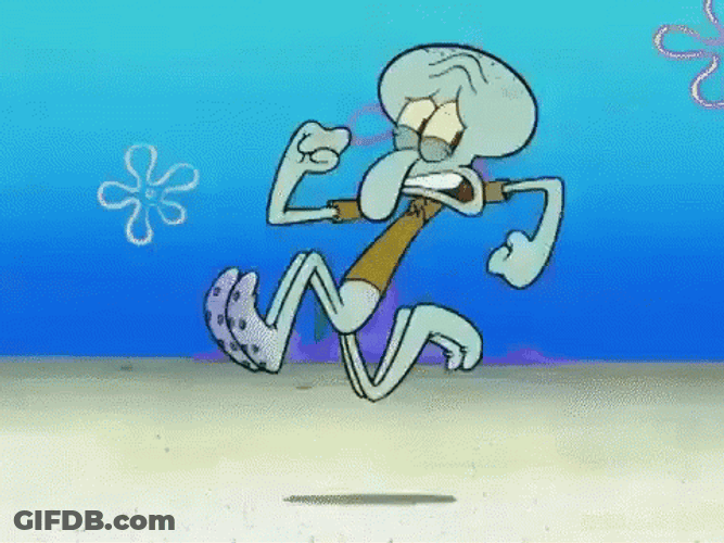 SpongeBob Chasing Frantic Squidward GIF