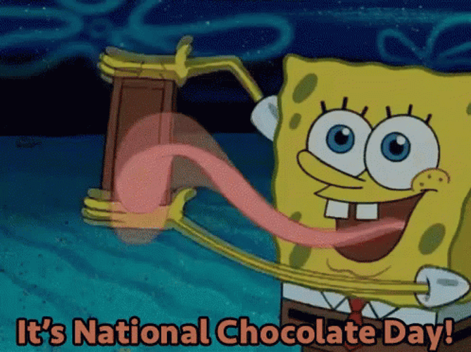 Spongebob Chocolate Licking It's National Chocolate Day GIF