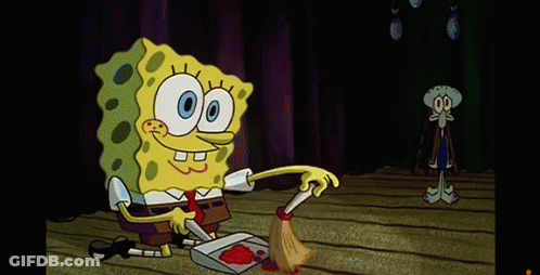SpongeBob Cleaning Blood GIF