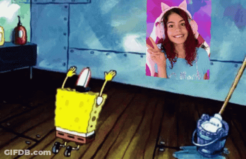 SpongeBob Cleaning Floor With Girl Picture GIF