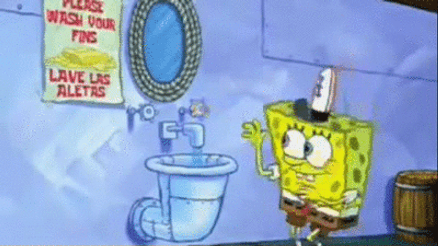 SpongeBob Cleaning Hands GIF