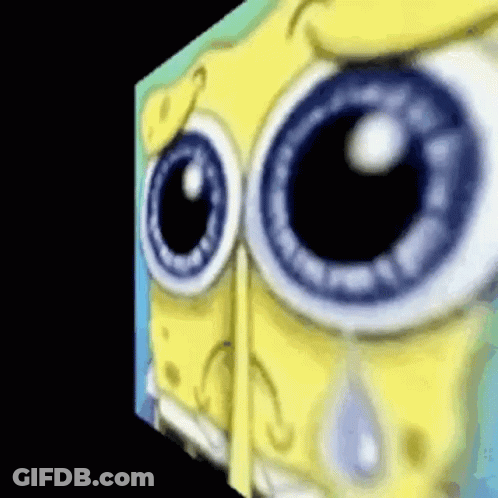 SpongeBob Close Up Crying From Nose GIF