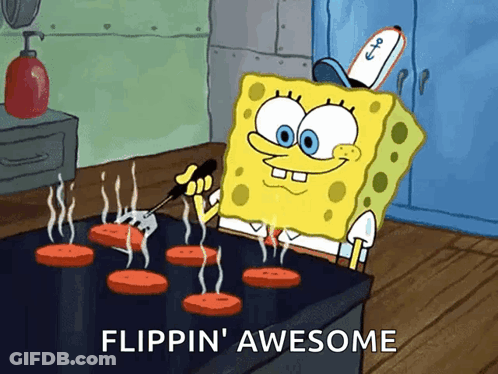 Spongebob Cooking Burgers Flippin Awesome GIF
