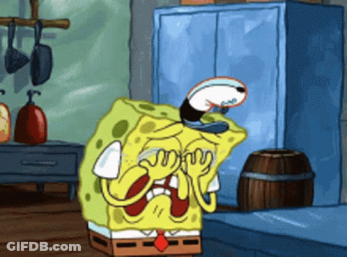 SpongeBob Covering Face In Kitchen GIF