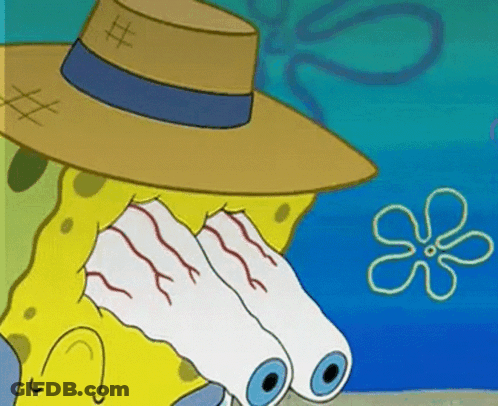 Spongebob Covering Face With Hat GIF