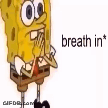 SpongeBob Covering Mouth Saying Breath In GIF