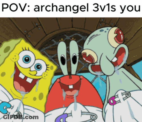 Spongebob Crab And Squidward Archangel 3V1s You GIF