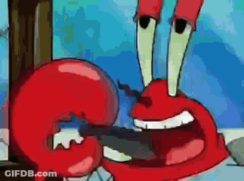 SpongeBob Crab Holding Fish In Mouth GIF