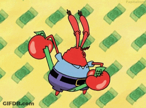 SpongeBob Crab Surrounded By Money GIF