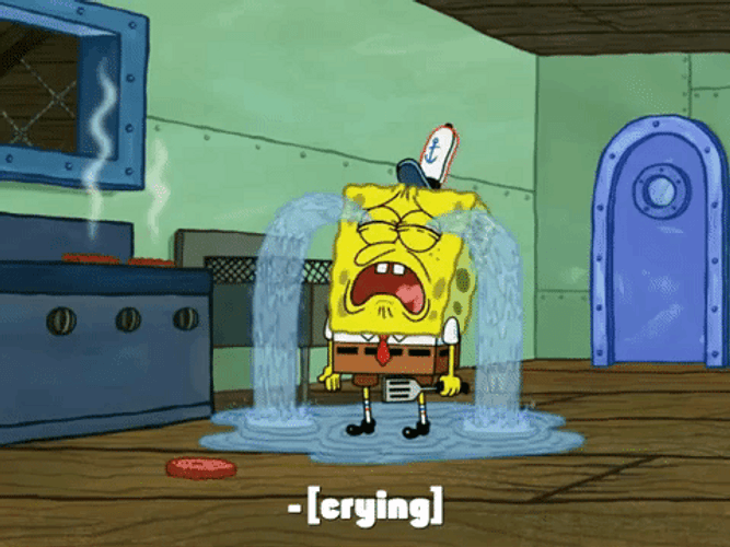 Spongebob Crying Krabby Patty Fell GIF