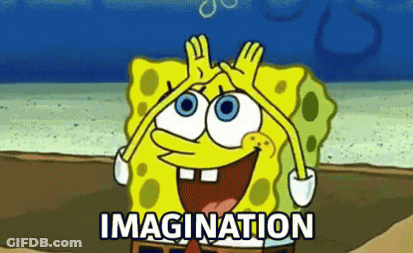 Spongebob Drawing Rainbow In His Imagination GIF