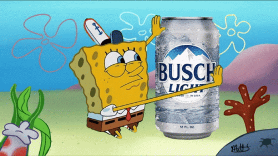 Spongebob Drinking Busch Beer GIF