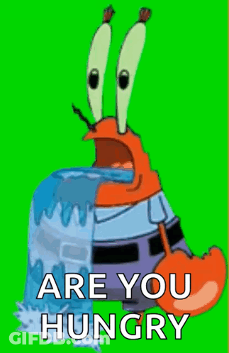 SpongeBob Drinks From Bucket Saying Are You Hungry GIF