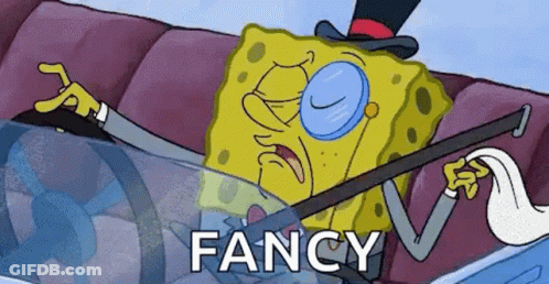 SpongeBob Driving Car With Top Hat And Glasses GIF