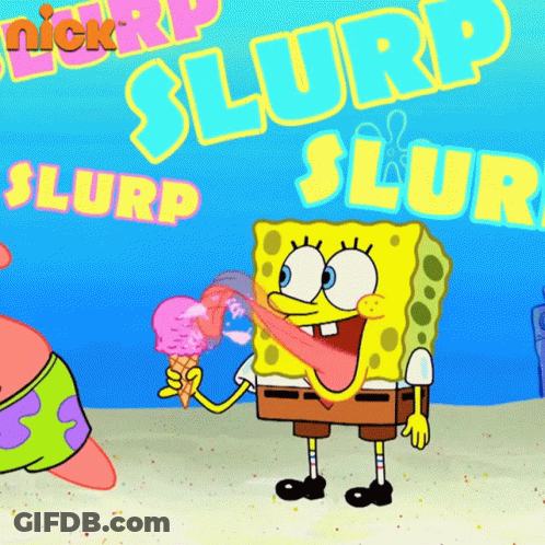 Spongebob Eating Ice Cream Slurp Slurp GIF