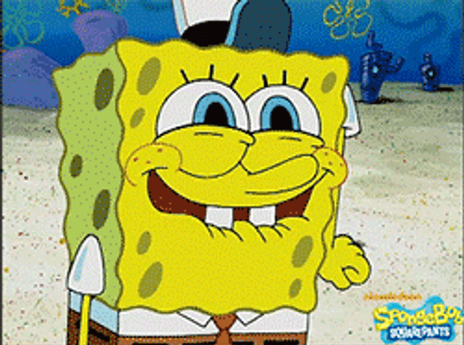 SpongeBob Excited And Freezing GIF