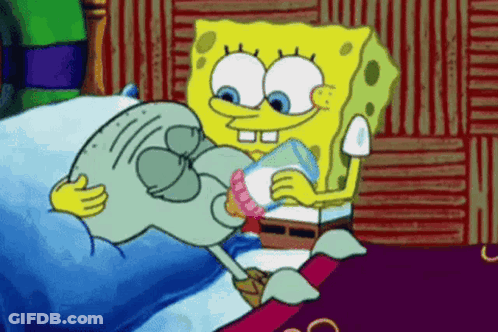 SpongeBob Feeding Squidward Baby Bottle GIF
