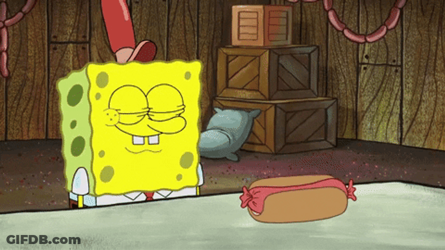 Spongebob Fire Chops Hotdog GIF