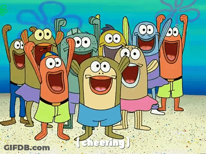 Spongebob Fire Fish People Cheering GIF