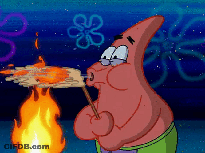 Spongebob Fire Patrick Spits Marshmallow GIF