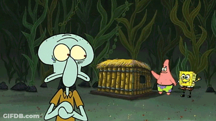 Spongebob Fire Worried Squidward GIF