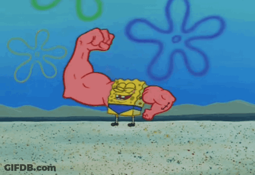 SpongeBob Flexing Muscles With Thank You GIF