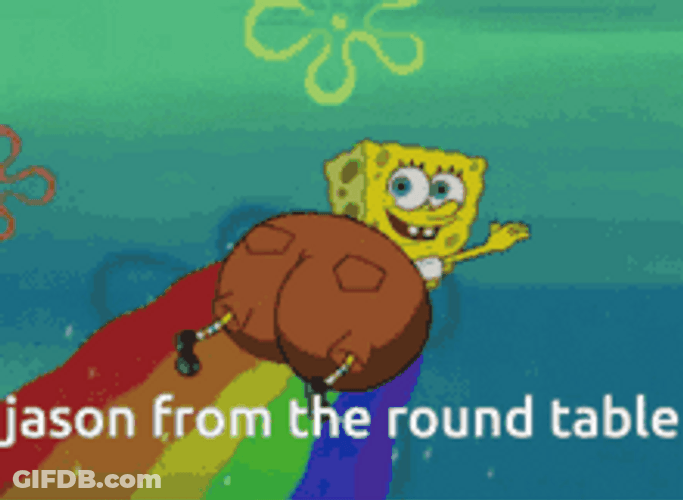 Spongebob Flying On Rainbow Imagination GIF