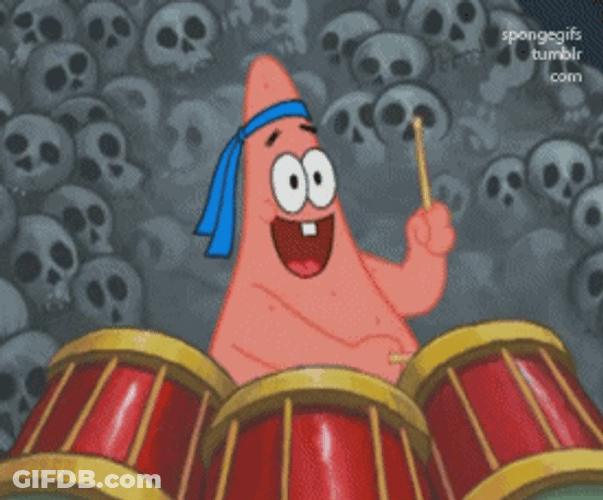 Spongebob Friend Patrick Singing Drumming GIF