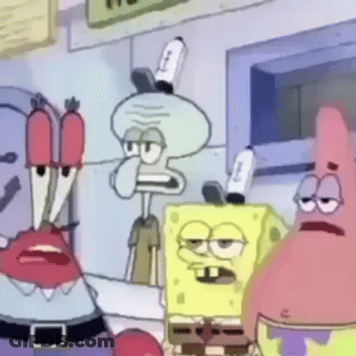 SpongeBob Friends Walk Out Hell Nah Face GIF