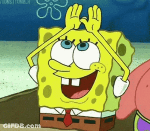 SpongeBob Funny Face With Hands Over Head GIF