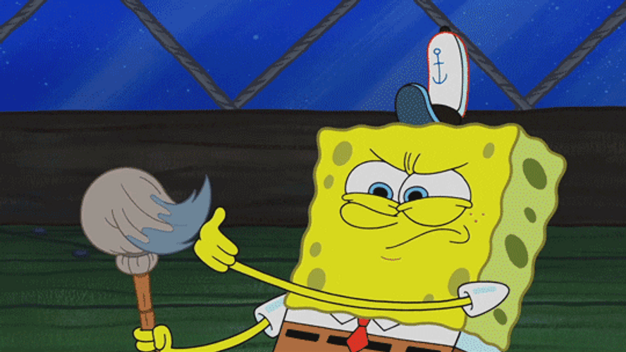 SpongeBob Funny Mop Slap GIF