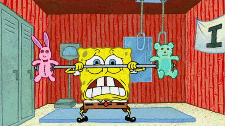 SpongeBob Funny Weights Training GIF