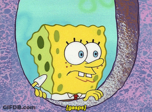 SpongeBob Gasps On Purple Background GIF