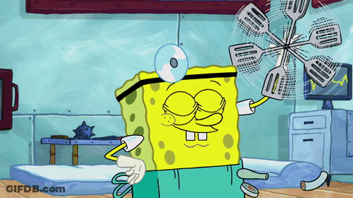 SpongeBob Holding Fan And CD GIF