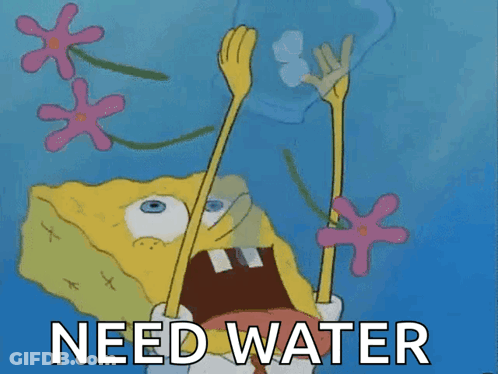 Spongebob Holding Glass Of Water Saying Need Water GIF