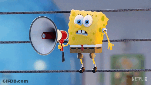 SpongeBob Holding Megaphone We Need Help GIF