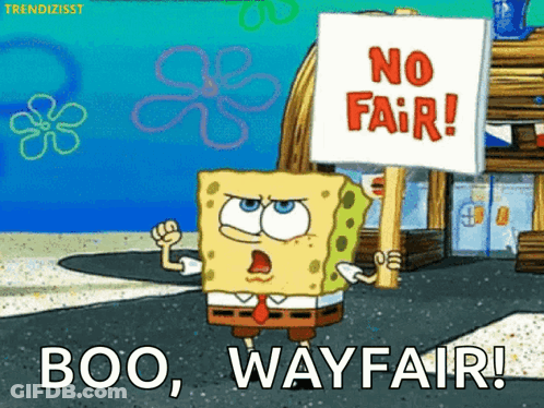 SpongeBob Holding No Fair Sign GIF