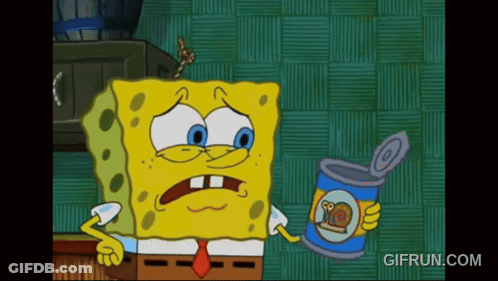 SpongeBob Holding Open Can Of Snail Food GIF