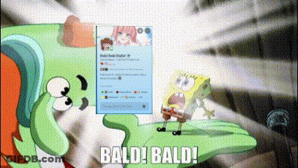 SpongeBob Holding Paper Saying Bald GIF