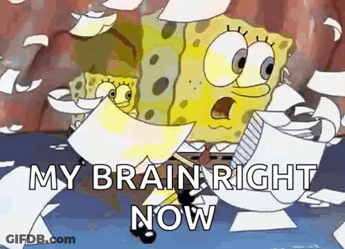 SpongeBob Holding Paper Saying My Brain Right Now GIF