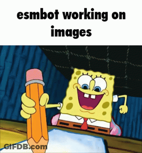 SpongeBob Holding Pencil Esmbot Working On Images GIF